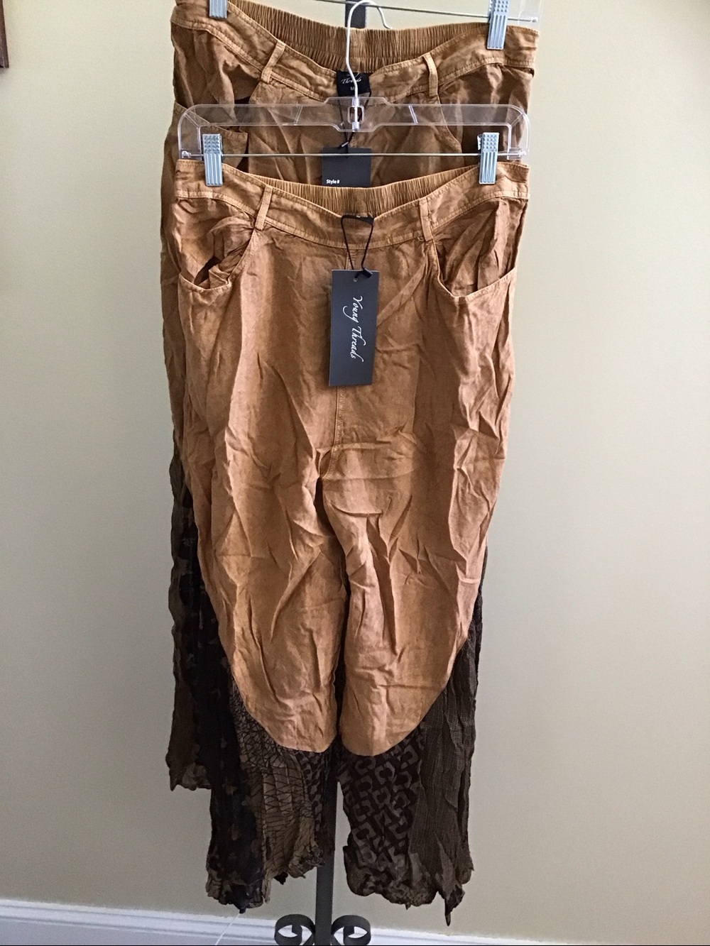 YOUNG THREADS NWT Pants Brown black Palazzo Size Medium